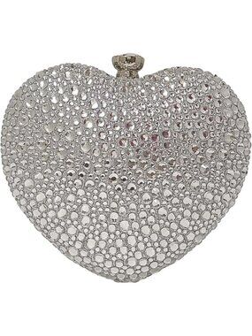Chic Heart-Shaped Clutch Purse with Rhinestones - Mini Love Handbag for Weddings